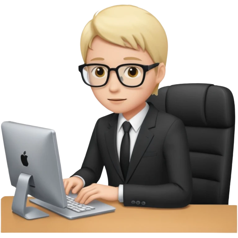 A computer screen with a body that is wearing a suit emoji
