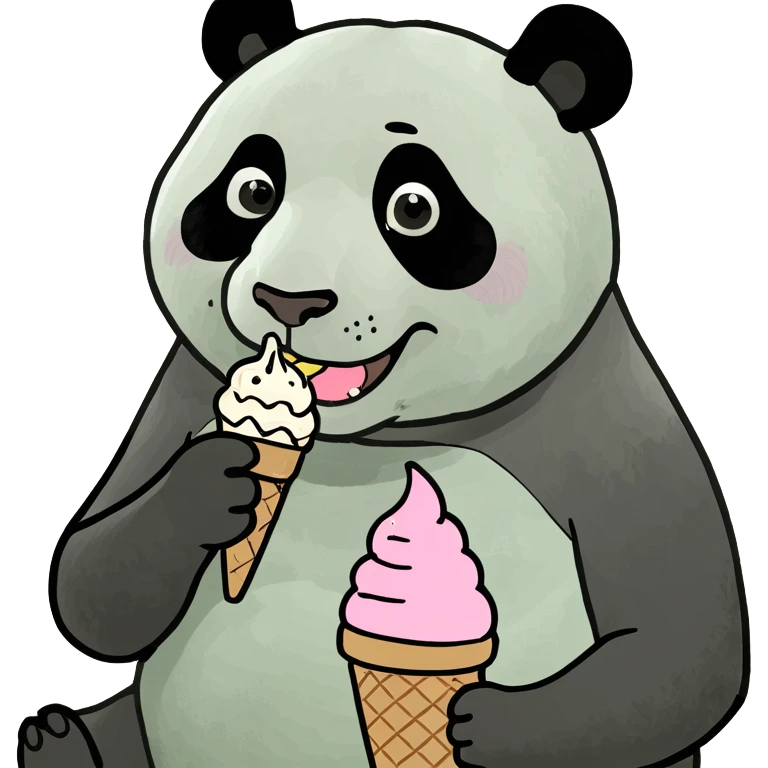 Panda eating ice cream emoji