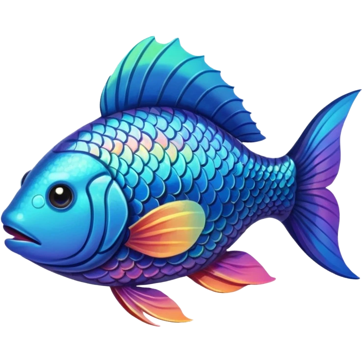 the flat side view of a super fictional fish emoji