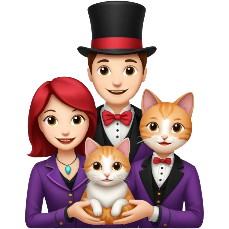 magician couple and their pet cat emoji