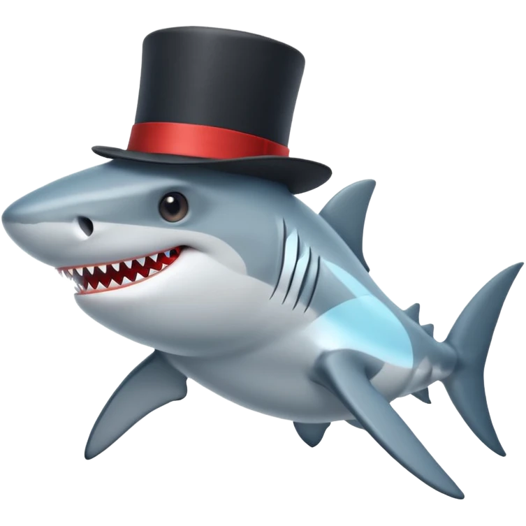 Shark with a top hat emoji