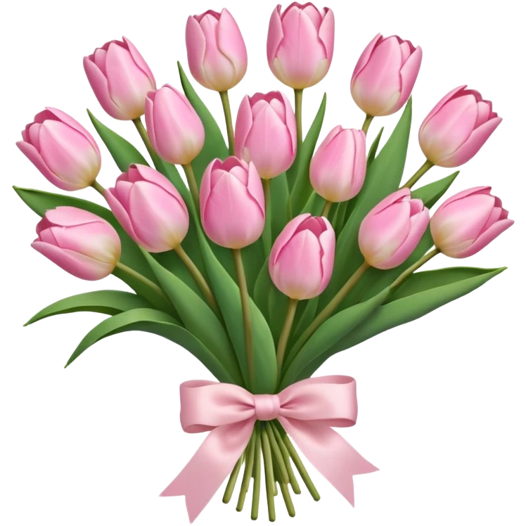 light pink tulip bouquet with light pink bow emoji