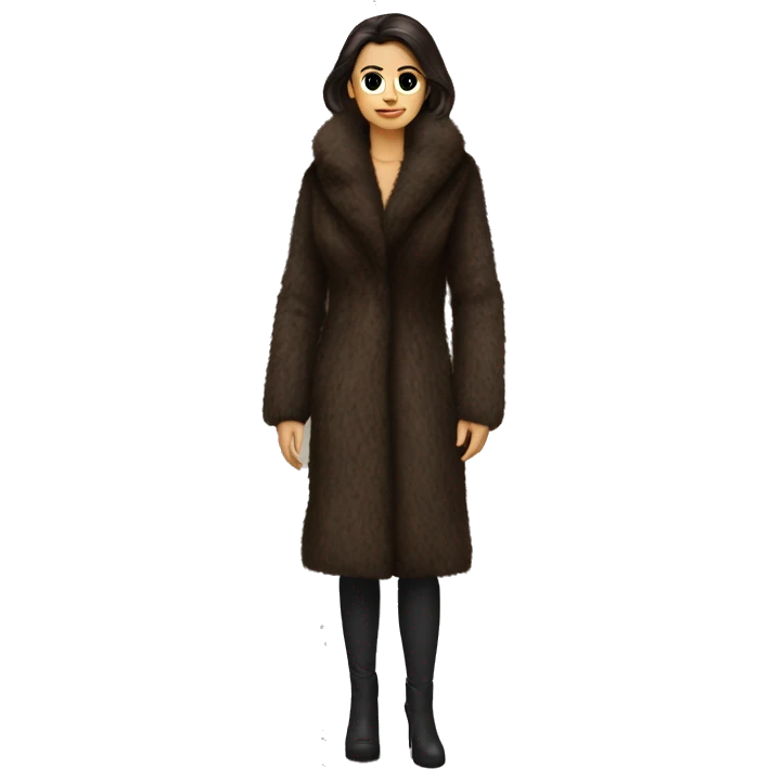 Realistic brunette mob wife full body fur coat emoji