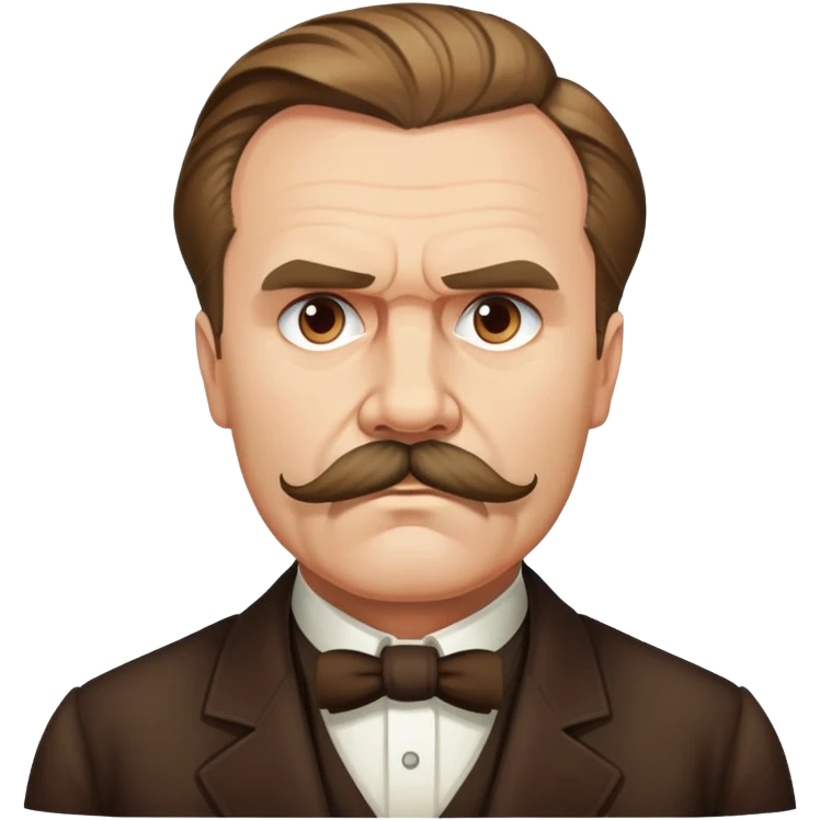 Friedrich Nietzsche with his iconic mustache and serious expression, philosopher emoji