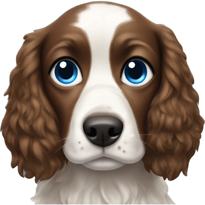 spaniel dog in the arms of a blue-eyed brunette girl emoji