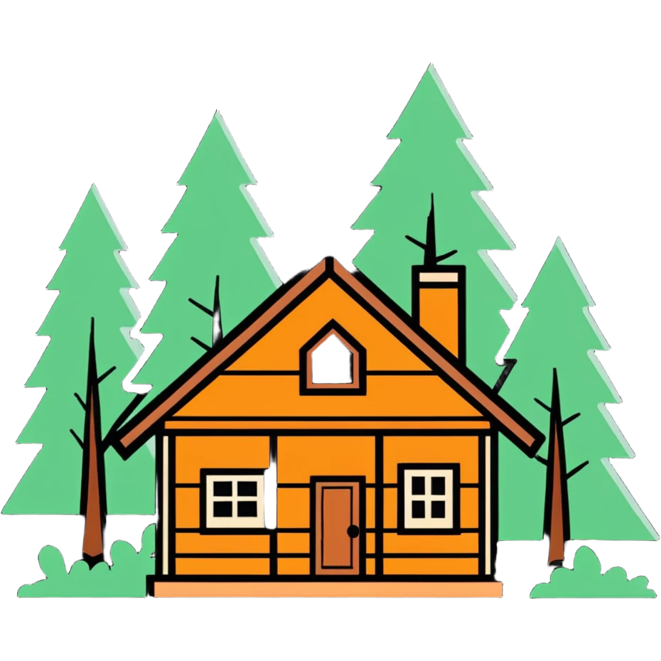 Bon Iver logo with forest and cabin aesthetic emoji
