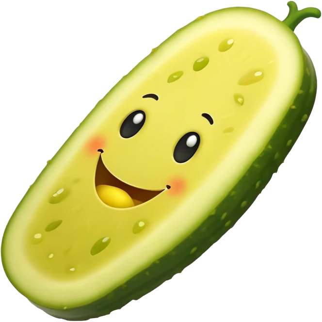 A pickle slice with a happy face emoji