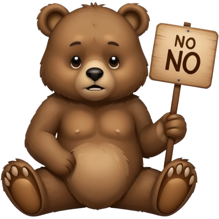 bear with sign in hand that says “no ai😢” emoji