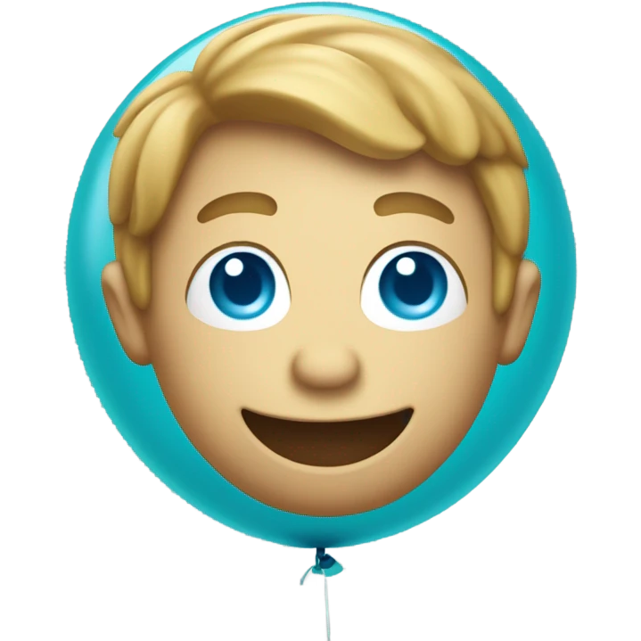 a cyan balloon with a sigma face emoji