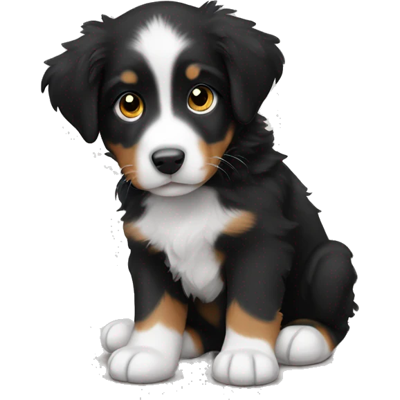 Black Australian Shepard puppy with white stripe up nose emoji
