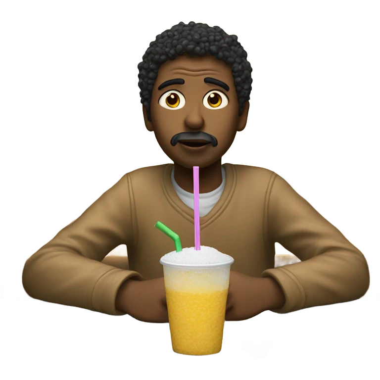 Dazed person holds a straw, and sugar spread out on table in front emoji