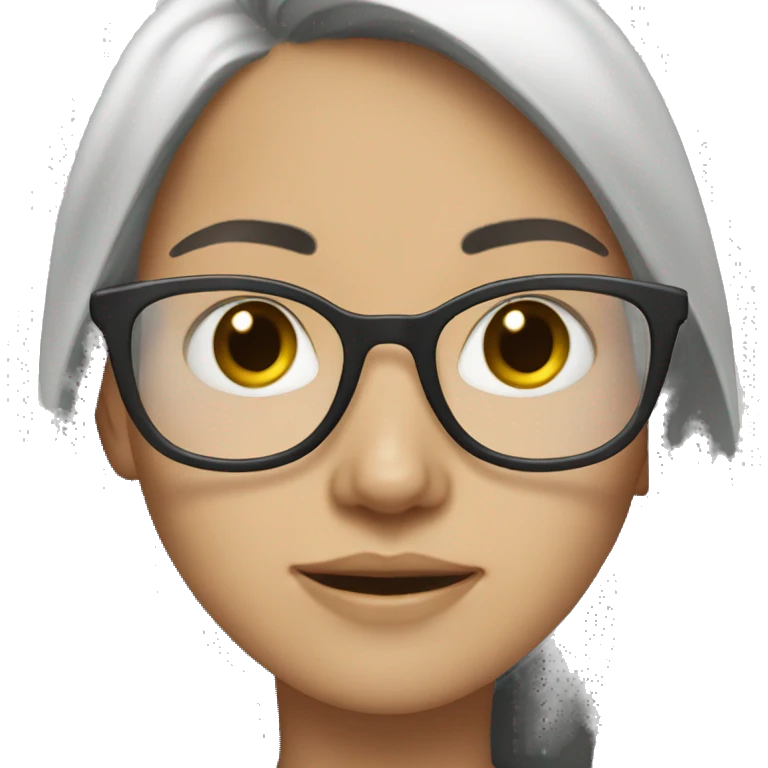 girl dark long hair white skin glasses emoji
