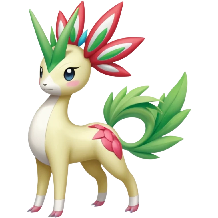 Shaymin-Meloetta-Cresselia-Milotic-Amaura-Pokémon-Fakémon-fusion, full body emoji