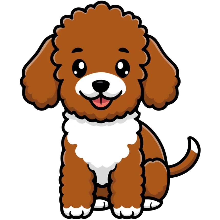 Brown poodle with white belly emoji