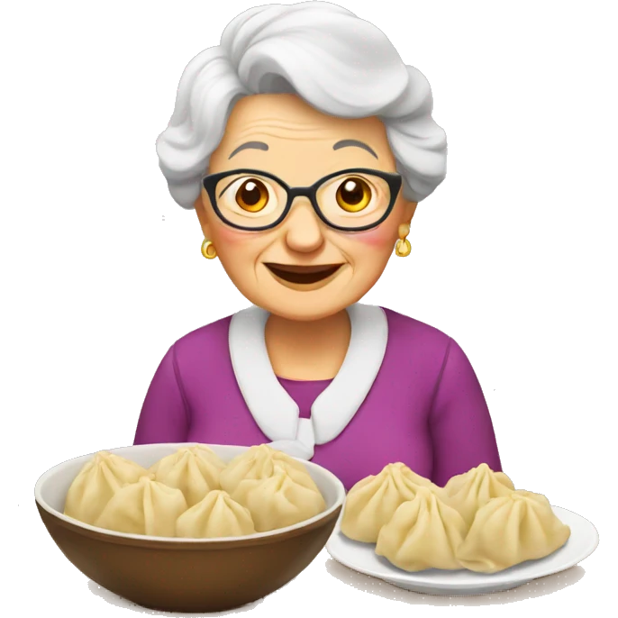 grandma with dumplings emoji