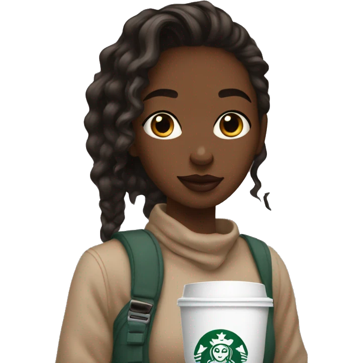 aesthetic girl with Starbucks cup in hand emoji