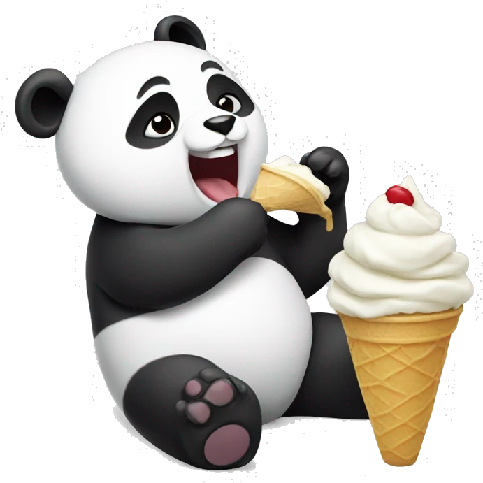 Panda eating ice cream emoji