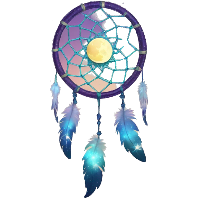 Sparkly moon-and-stars galaxy dreamcatcher emoji