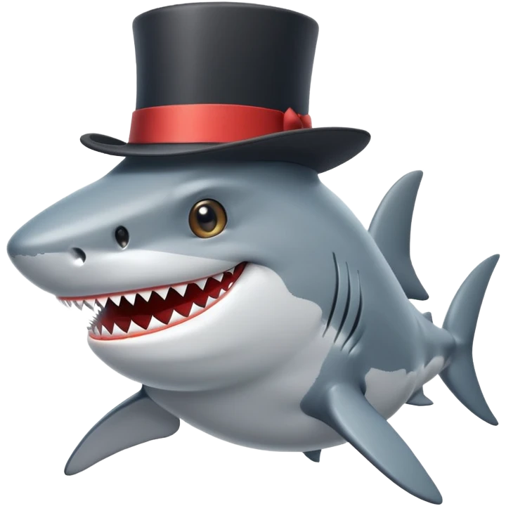 Shark with a top hat emoji