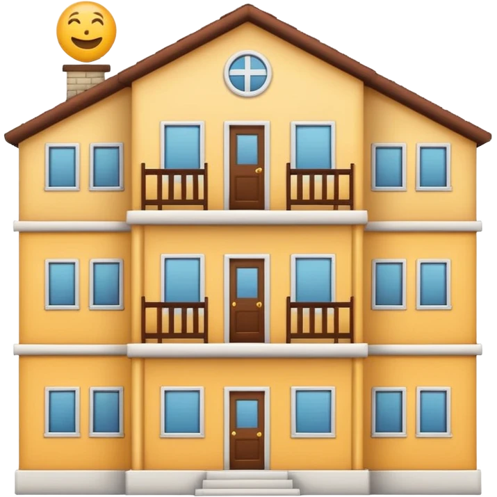crossed-out dormitory emoji next to job, house, and school icons, clean and optimistic emoji