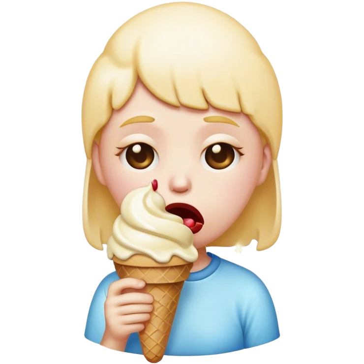 A sad emoji eating ice cream  emoji