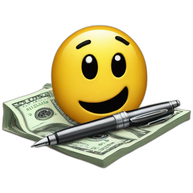 pen drawing a dollar emoji