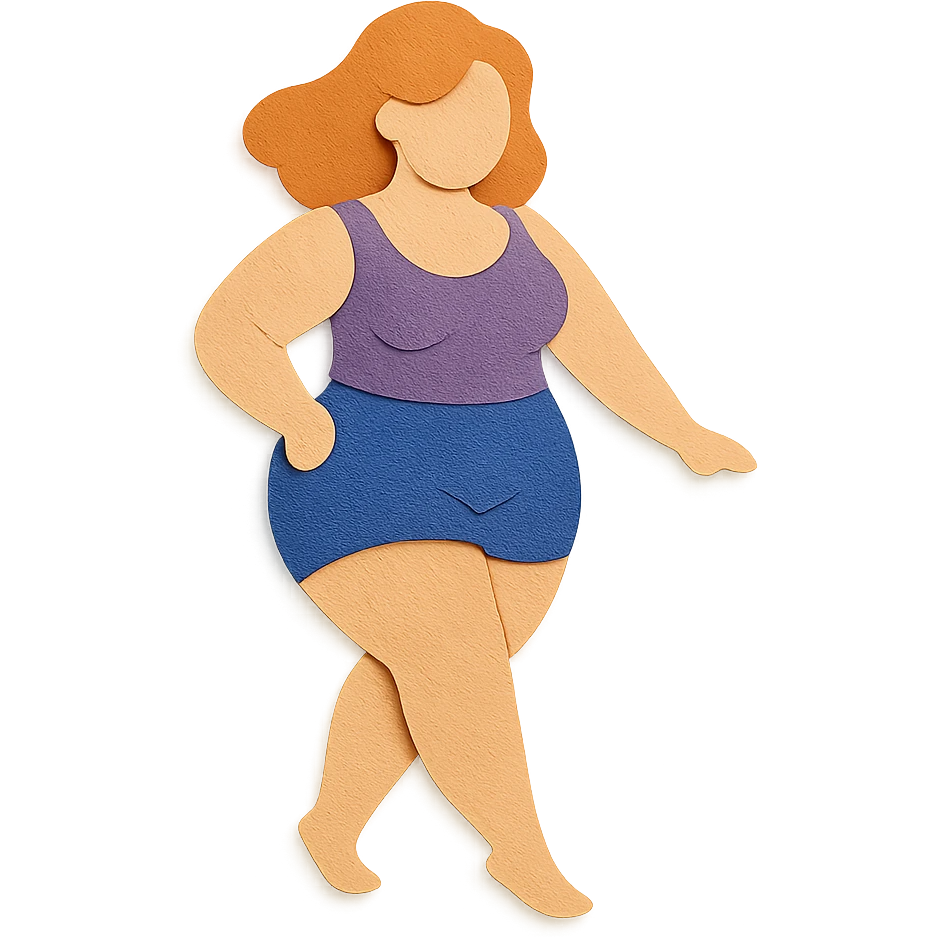 paper craft style woman with a curvy figure, creative cutout look emoji