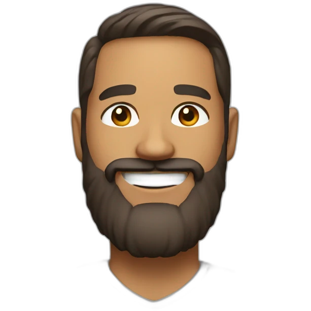 Personal coach with beard earrings pretty smile oval face and right side parting emoji