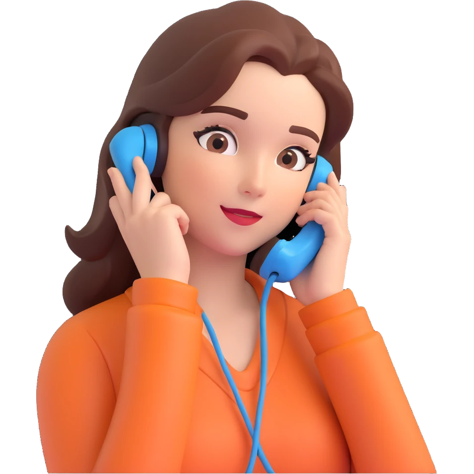 girl talking on phone bedroom background, close up pose emoji