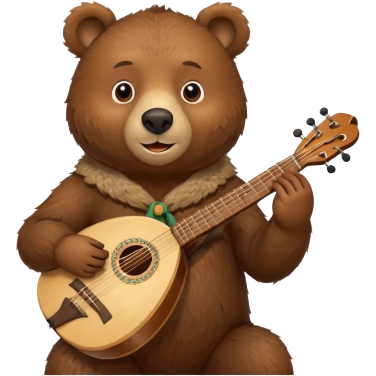 Friendly Russian brown bear holding a balalaika emoji