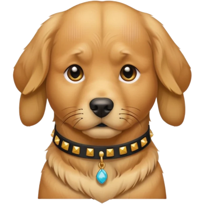 golden retriever dog frowning and wearing goth accessories emoji