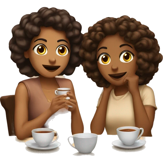 gossip over tea two brown girl friend  emoji