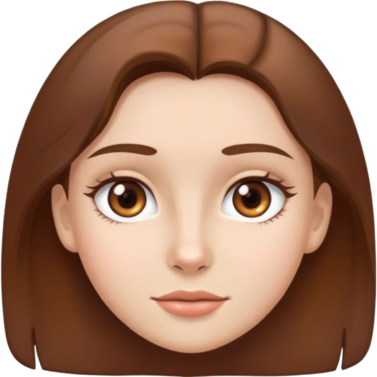 Girl with brown hair and oval face, fair skin and brown eyes  emoji