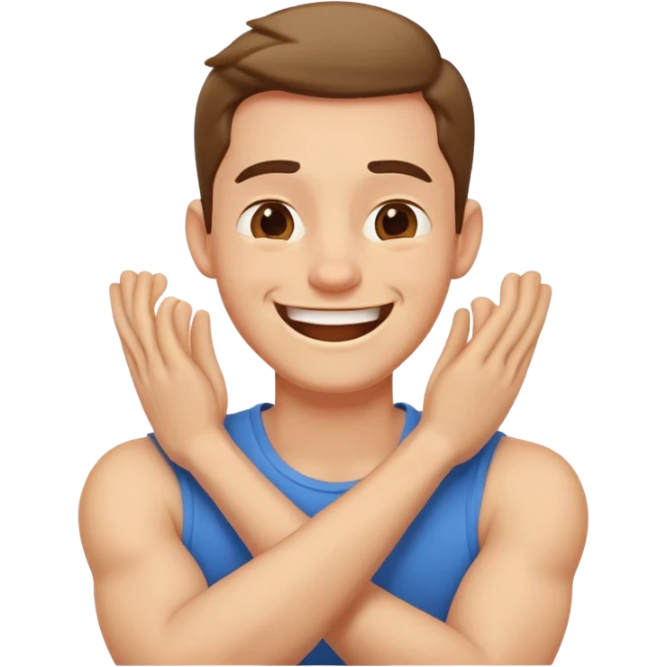 arms crossed holding neck laughing guy emoji