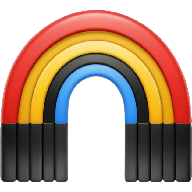 simple emoji-style rainbow with German flag's black, red, and gold stripes instead of rainbow colors emoji