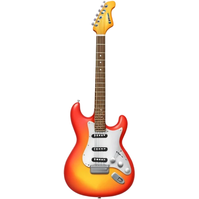 A 3D Apple-style emoji showing the word "ROCK" in bold metallic letters, with a small electric guitar leaning on the text, vibrant glowing effect, playful and energetic cartoon style, symbolizing rock music. emoji
