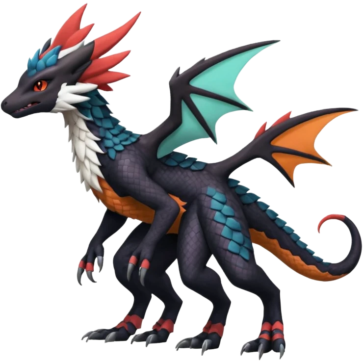 Salandit-Noivern-Mightyena-Silvally-Fakémon-hybrid-creature (full body)  emoji