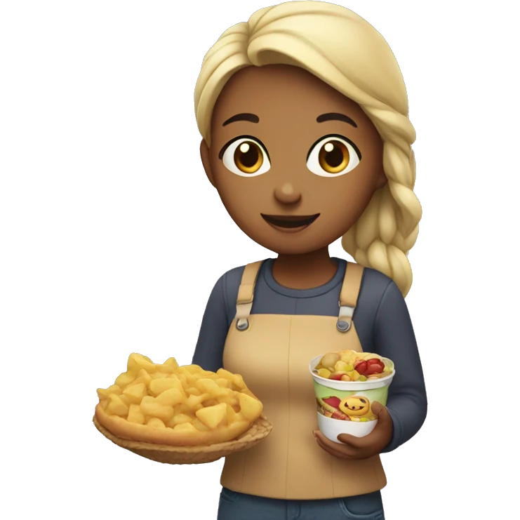 girl with food in hand emoji
