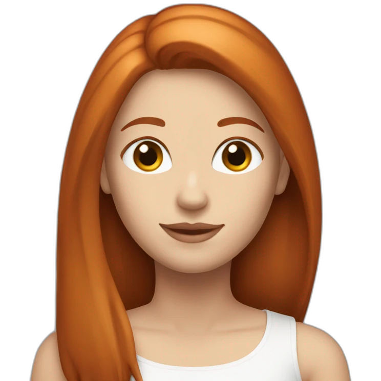 redhead white woman medium long straight hair, in love emoji