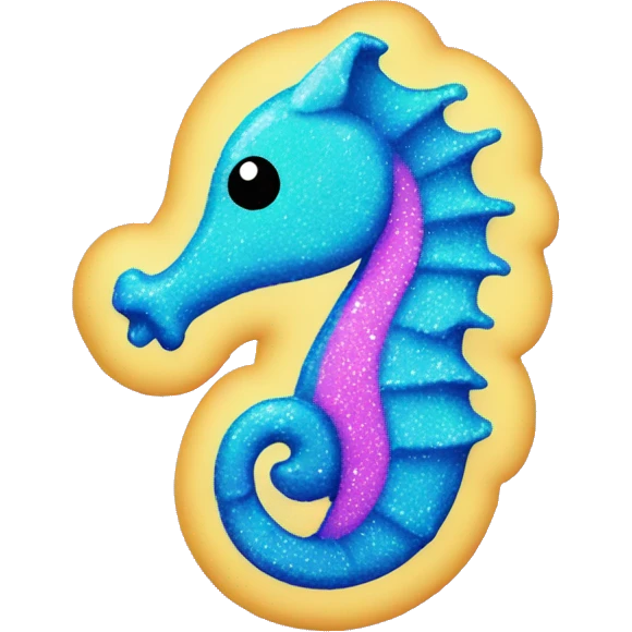 Two Kawaii neon glitter sea horse emoji    emoji