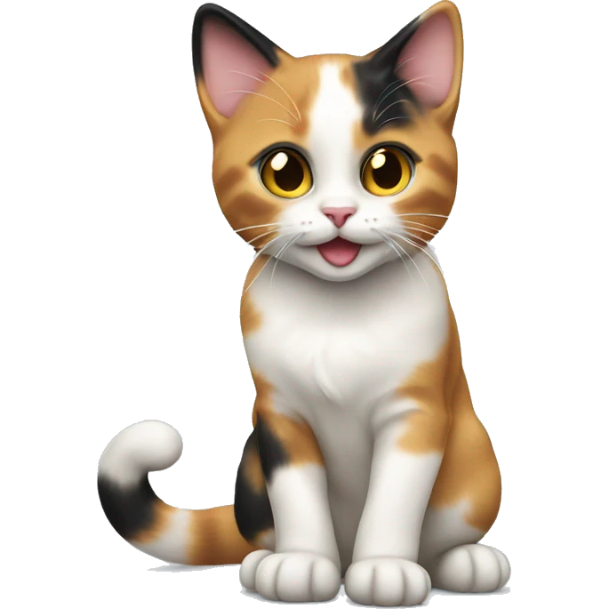 calico kitten partying emoji
