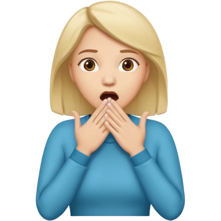 woman surprised with her hands over her mouth, full body emoji