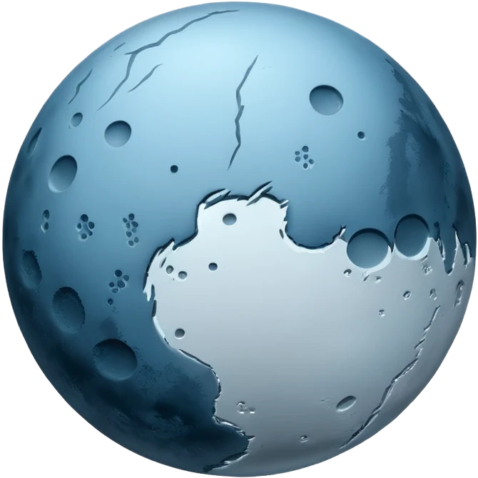 Pluto as a planet, round, subtle craters, icy blue and gray, no text emoji