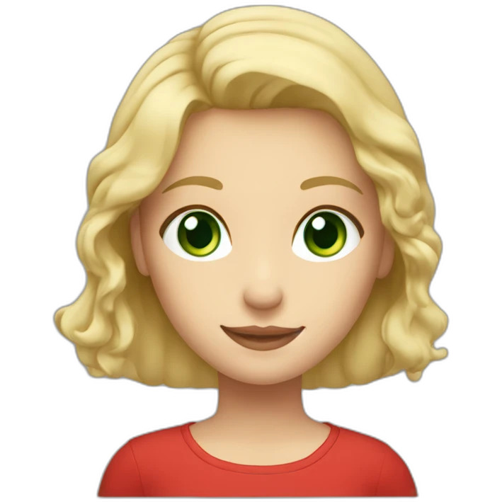 cute long blonde green eyes caucasian woman red top emoji