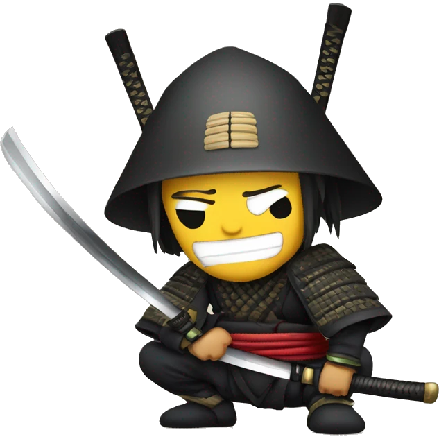 samurai on knee with katana in kabuto emoji