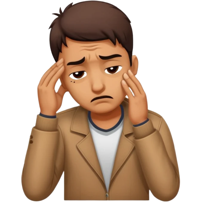 A cartoon sticker of an exhausted Indian man facepalming softly with a dramatic sigh. Add text: “Main thak gaya boss.” emoji