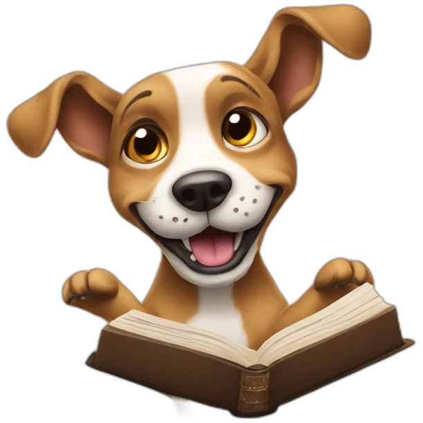 crazy dog with a book emoji