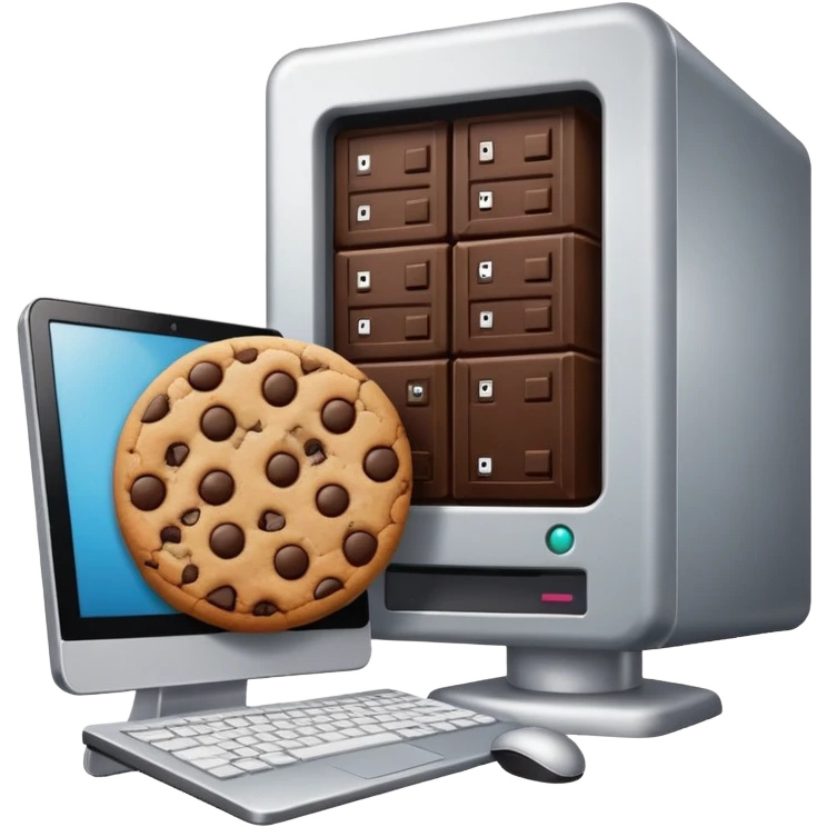 cookie hiding behind computer database server emoji