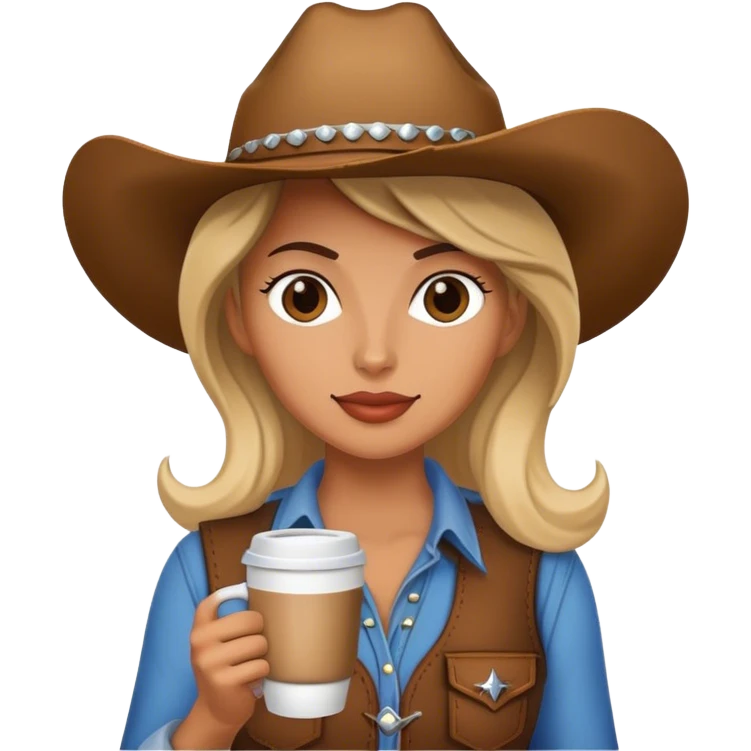 Cowgirl holding coffee emoji
