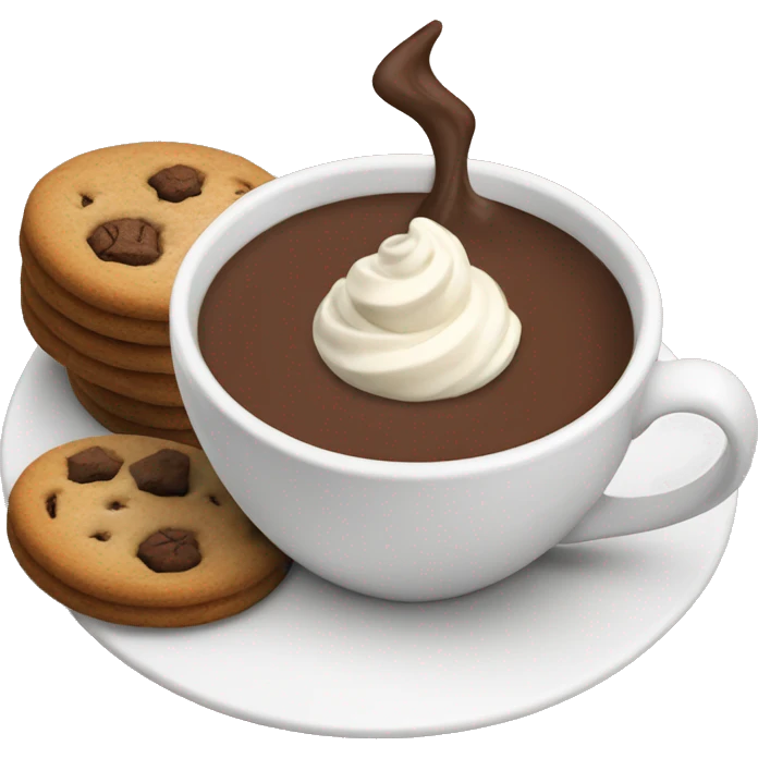 Hot chocolate with cream and cookies  emoji